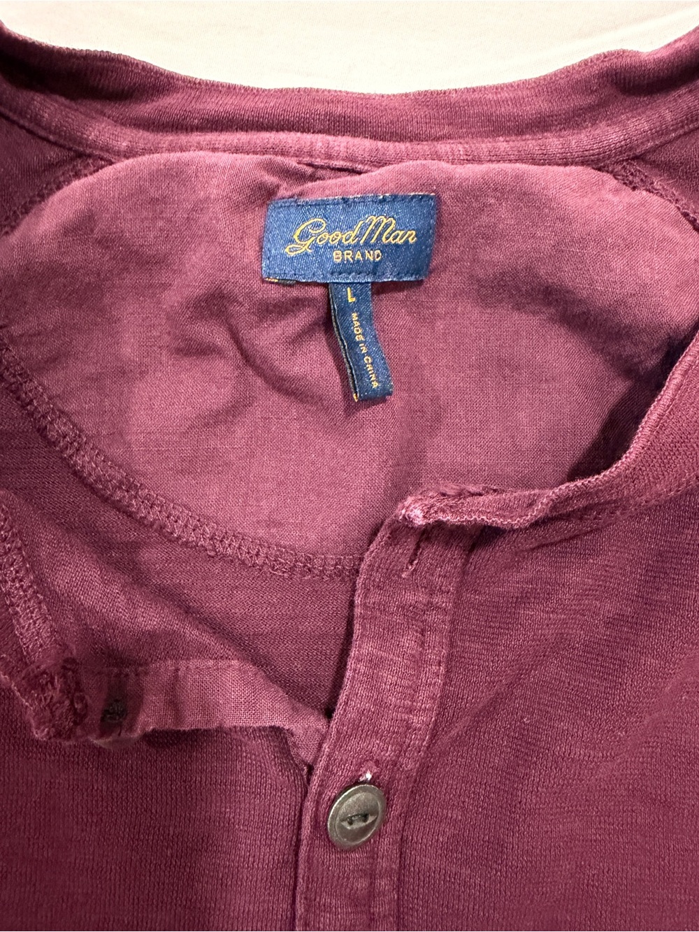 Good Man Brand 2 Henley Shirts Men's Large 100% Cotton Blue Plum Bundle Lot - Picture 6 of 8